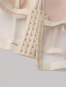 Sexy Nightclub Party Handmade Pearl & Rhinestone Bustier Crop Top, Revealing Backless Spaghetti Strap Tank Top For Clubwear - Apricot - View 9