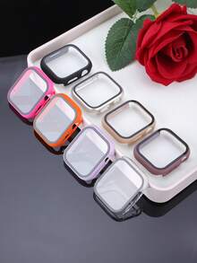 8 pezzi Custodia 40mm 41mm 42mm 44mm 45mm 46mm 49mm, Stile sportivo casual alla moda, Custodia per orologio in PC rigido antiurto e resistente ai graffi e vetro temperato integrato, Adatto per Apple Watch Ultra/11/10/9/8/7/6/5/4/SE Uomo e Donna, Comodo da indossare e tocco sensibile - combinazione di 8 colori 3 - Visualizzare 12