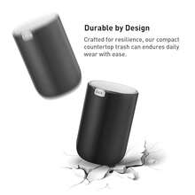 Mini Desk Trash Can With Swing-Top Lid 0.4 Gallon Small Table Round Wastebasket For Office, Home, Car (Black) - 黑色15升 - 查看 7