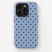 Polka Dot Blue Background Brown Dot Phone Case, Compatible With IPhone 17/16/15/14/13/12/11 Pro Max/Pro Plus/12 Mini/13 Mini, Galaxy S26 S25 S24 S23 S22 S21 Plus Ultra, Minimalist & Fashionable - Blue Background With Brown Dots - View 2