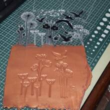蒲公英浮雕纹理印章，陶瓷艺术杯/罐/盘DIY工具，软陶雕塑创意礼品，可重复使用压模 - clear - 查看 2