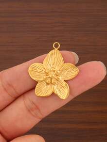 3个18K镀金不锈钢大花朵吊坠，散装洋紫荆花吊坠，适用于珠宝制作，适合DIY手工耳环、手链、项链等饰品配件 - 吊墜 - 查看 4