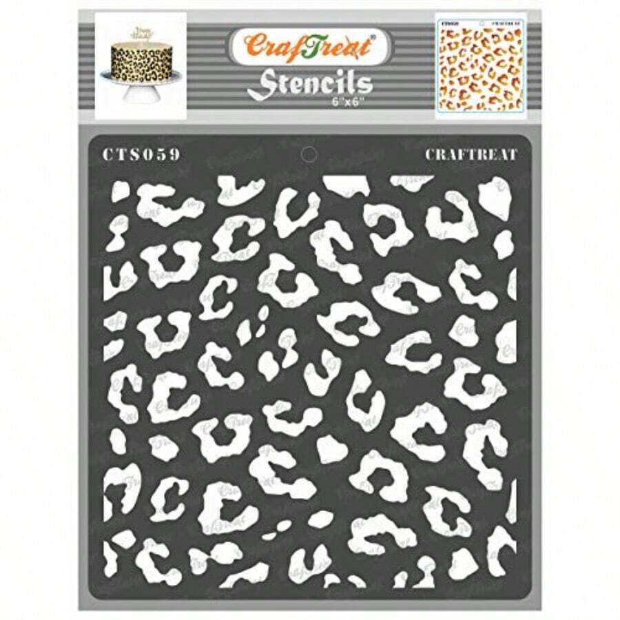 Reusable Cheetah Print Stencil 6x6 Inch Cheetah Skin Pattern In Black And White For Cake Decorating Furniture Painting DIY Crafts And Home Decor Projects - -cheetah- - View 1