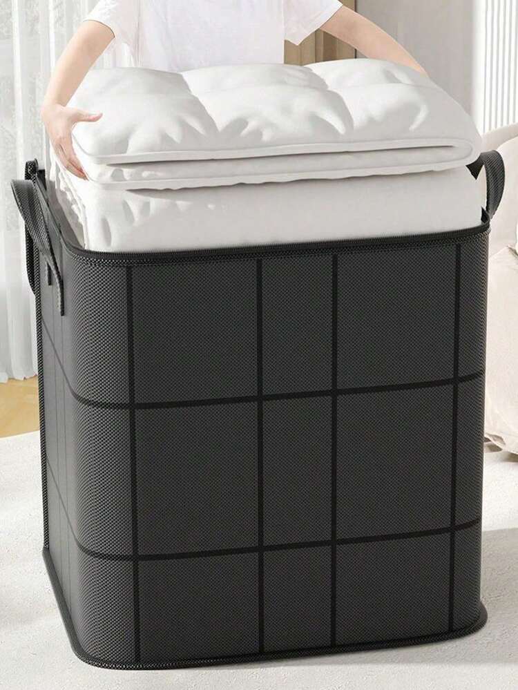 1PC Black Thickened Large-Capacity Storage Bag - Heavy-Duty Tear-Resistant Woven Fabric - Reinforced Stitching & Dust-Moisture Proof - Foldable & Stackable Storage - Ideal For Travel, Moving & Bedroom Stuff - Money Saving Essential For Home Organization - Multicolor - View 6