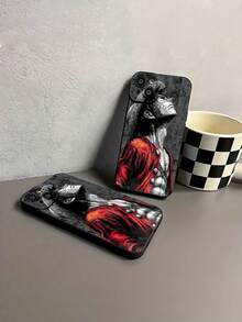 con chaqueta roja en blanco y negro. Esta elegante funda es compatible con Samsung, Apple, VIVO, OPPO, , Transsion, ,  y Honor. Fabricada en silicona TPU, ofrece protección contra golpes y caídas, además de una sensación superior. Es un regalo ideal para familiares, amigos y seres queridos, y la opción perfecta para San Valentín y Año Nuevo. - Negro - Ver 7