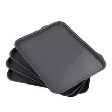 Plastic Fast Food Trays, Cafeteria Trays, 4 Pack Serving Trays (Grey) - Abu-abu - View 4
