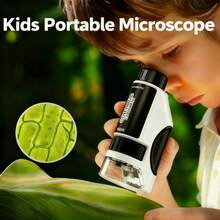 Children's Microscope, 300x Zoom Children's Pocket Microscope, Portable Handheld Micro Microscope With Phone Adapter Clip, Educational Science Kit, Educational Toys, Suitable For Children Aged 6 And Above - Black - View 9