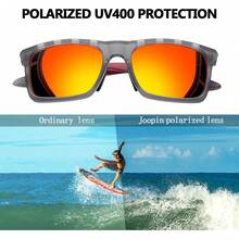 ¡RecomendadoJoopin Lentes de Sol Hombre y Mujer TR90 Polarizados Protección UV400 Cuadrados Rectangulares Clásicos¡Top de Temporada - A03 - TR90 Gris Claro / Espejo Rojo - Ver 4