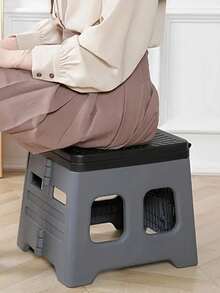 便携式折叠露营马桶 - 重型可折叠马桶，带盖和内置污物收集盒，采用防臭耐用的PP/ABS材料，可折叠便携设计，带提手；舒适的高座圈，易于清洁 - 彩色 - 查看 8