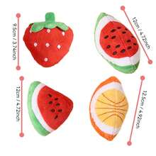 1pc Pet Sound Toy, Built-In BB Whistle Bite-Activated, Cute Watermelon/Strawberry/Orange Shapes, Suitable For Small/Medium Dogs & Cats To Chew, Attract Attention, Interactive Play, Fetch/Retrieve Games, Sleep Companion, Pet Supplies, Pet Toy - Multicolor - View 3