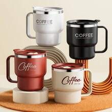 1pc 400ML 304 Stainless Steel Coffee Mug With Lid, Double-Layer Thermal Insulated Coffee Cup, Portable Large Capacity Drinking Cup, Anti Scalding & Leak Proof Milk Tea Coffee Water Cup, Reusable Cold And Heat-Resistant Drinkware, Suitable For Student And Adult Use In Home, School, Dorm, Office, Outdoor Camping, Picnic,Travel, Bakc To School - Multicolor - View 13