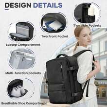 Ba lô xách tay (40x20x25cm), có ngăn đựng giày, có thể để dưới ghế, phù hợp với các chuyến bay của Ryanair; Vali xách tay, ba lô du lịch, đáp ứng yêu cầu kích thước hành lý xách tay, có thể đựng máy tính xách tay 14 inch, phù hợp cho các kỳ nghỉ ngắn, du lịch, thăm thân, đi nước ngoài, ba lô dã ngoại, cặp sách. - màu xanh nhạt - Xem 7