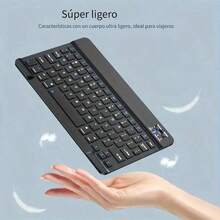 Teclado Inalámbrico Bluetooth Ultra Delgado 10'' - Silencioso, Portátil, Teclas Cuadradas | Compatible con 3 SO, Smartphone, Tablet y Portátil | Ideal para Mujeres - Rosa - Ver 4