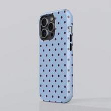 Polka Dot Blue Background Brown Dot Phone Case, Compatible With IPhone 17/16/15/14/13/12/11 Pro Max/Pro Plus/12 Mini/13 Mini, Galaxy S26 S25 S24 S23 S22 S21 Plus Ultra, Minimalist & Fashionable - Blue Background With Brown Dots - View 1