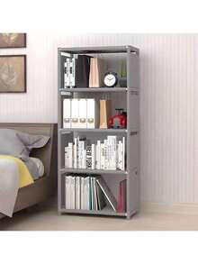 5-Tier Organizer Unit, Simple Assembly, Portable / Bookcases And Storage Furniture, 4-Cube Shelving Unit - Light Grey - View 2