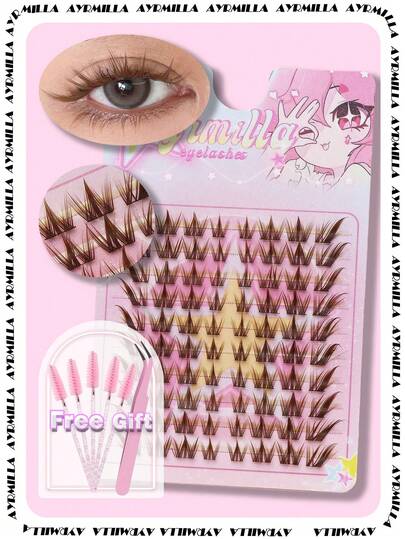 AYRMILLA 80 racimos de pestañas marrones individuales, delgadas, gruesas, naturales y realistas, acompañadas de brochas y pinzas para pestañas para un uso cómodo y sencillo. Versátil para diversos escenarios, incluyendo trabajo diario, viajes, fiestas, bodas, etc. Estilos de maquillaje de ojos versátiles, ojos de gato y ojos de zorro. Las pestañas marrones están talla grande cerca del color natural de las pestañas y son imprescindibles para la belleza diaria