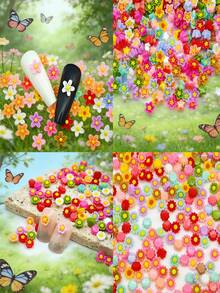 100/200/300/500/1000pcs Pack Cute Mini 0.75cm/0.29inch Flat Flower Resin Embellishments, For Jewelry Making - 100 Flowers - View 7
