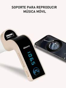 1 Pieza Transmisor FM Bluetooth para Coche, Kit manos libres Bluetooth receptor de coche con micrófono/tarjeta TF/USB Drive/AUX Play para teléfonos móviles - G7 - Ver 8