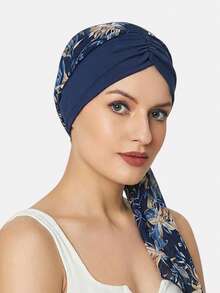 1件装女士时尚印花头巾帽，带围巾，适合日常使用 - 多色 - 查看 6