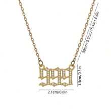 天使数字吊坠项链 111-999，配不锈钢链，立方氧化锆，数字铜质吊坠，可选数字 222、333、444、555、666、777、888，简约风格幸运吊坠 - 彩色 - 查看 6