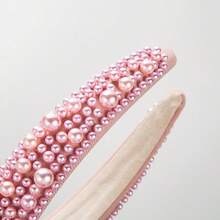 1件装时尚女士海绵仿珍珠宽檐多功能发箍配饰，女孩刘海发夹头饰 - 彩色 - 查看 4