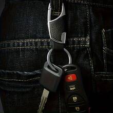 Llavero de coche de acero inoxidable y cuero - Llavero de aleación de metal duradero, disponible en marrón y negro - A - Ver 6