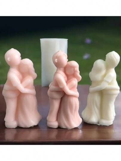 1pc Valentine's Day Couple Embracing Human Statue Silicone Mold, DIY Candle, Plaster, Aromatherapy Decor