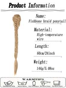 Tóc nối dài 24 inch kiểu Châu Âu và Mỹ, thẳng, tết đuôi cá, làm từ chất liệu tổng hợp. - Nhiều màu - Xem 4