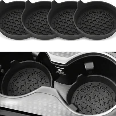 1/2/4pcs Black Round Anti-Slip Car Cup Holders, Creative Car Interior Accessories, Prevent Cup Sliding And Stains, Discreetly Upgrade Interior Elegance, Suitable For Male And Female Drivers
