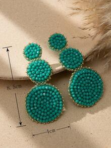 A Pair Of Bohemian-Style Multi-Layered Ear Studs Made Of Beads, Suitable For Ladies To Wear During Beach Vacations And Music Festivals. - Multicolor - View 5