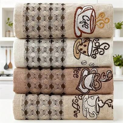 4pcs/Set High Quality Coffee Cup Cloths, Super Absorbent Kitchen Towels, Reusable Cleaning Rags Set, Suitable For Home, Kitchen, Bathroom