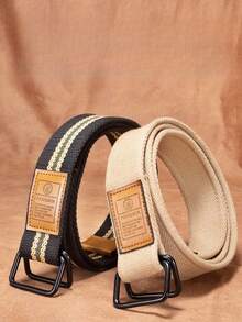 男女通用帆布腰带 休闲商务牛仔裤双环扣腰带 户外编织腰带 - 彩色 - 查看 7