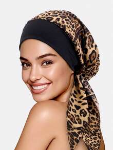 1pc Women's Elastic Wide-Brim Ribbon Sleep Cap, Headscarf Hat, Hair Care Bonnet, Suitable For Daily Use - Multicolor - View 5