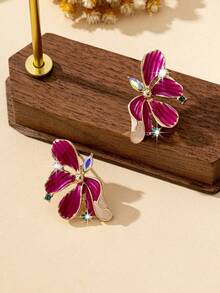 1对优雅时尚休闲油滴形个性化百搭耳环，女士款 - 彩色 - 查看 4