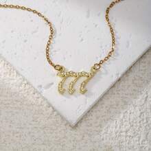 天使数字吊坠项链 111-999，配不锈钢链，立方氧化锆，数字铜质吊坠，可选数字 222、333、444、555、666、777、888，简约风格幸运吊坠 - 彩色 - 查看 19