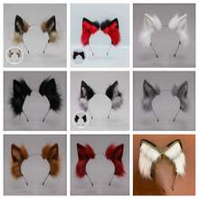 1pc Faux Furry Animal Ear Headband, Cute Plush Costume Accessory, Fashion Wolf/Fox Headpiece Hair Hoop - Multicolor - View 1