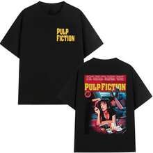 Movie Pulp Fiction Graphic T Shirt Men Women Vintage High Quality Fashion T-Shirt Casual Pure Cotton Short Sleeve Top Streetwearblack Graphic Tee,Black Graphic Tee - màu đen - Xem 2
