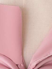 Young Girls' Short Sleeve Faux Pearl Bow Satin Elegant Birthday Party Dress, Suitable For Flower Girl, Wedding, Graduation, Prom, Faux Pearl Decor, Headband Not Included - Dusty Pink - View 12
