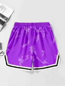 Quần short thể thao và đi biển nam in chữ theo phong cách Y2K. - Màu tím  Violet - Xem 3