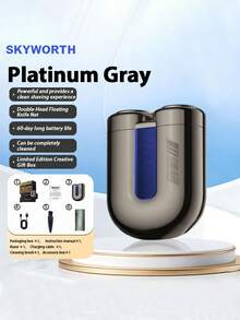 SKYWORTH 電動刮鬍刀 大容量電池 IPX7 防水 乾濕兩用 男士專業刮鬍機 適合生日與畢業禮物 - 彩色 - 查看 14
