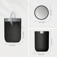 Mini Desk Trash Can With Swing-Top Lid 0.4 Gallon Small Table Round Wastebasket For Office, Home, Car (Black) - 黑色15升 - 查看 6