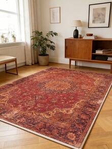 1pc Boho Style Large Area Rug, Mandala Flower Pattern, Soft & Comfortable Texture, Easy Maintenance, Non-Slip Backing, Suitable For Living Room, Bedroom, Kitchen, Dining Room, Office, Home Decor, Bedroom Decor, Room Decor And Doormat. - Redwood - View 4