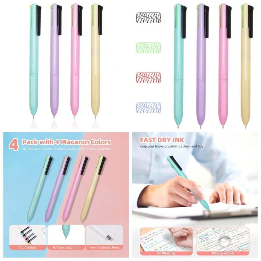 Multicolor Ballpoint Pen 0.7mm 4 Color Retractable Gel Ink Pen For Writing Journaling Planner Office School Supplies Gift Idea - 1 - 查看 1
