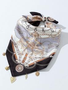 1 chiếc khăn bandana thời trang nữ kiểu cao bồi miền Tây in hình trái tim, cá, rùa, mặt dây chuyền hình mặt trời, đa năng dùng hàng ngày. - Nhiều màu - Xem 6