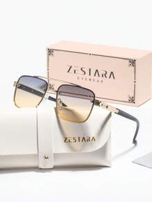 一副女士金属方框时尚眼镜，优雅奢华简约百搭休闲风格，时尚眼镜，适合音乐节、演唱会、派对等场合。 - 彩色 - 查看 13