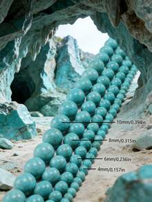 30/1000颗天然石珠，4-10毫米圆形绿松石宝石，散珠配弹力绳，可用于DIY手链和项链。 - 藍色 - 查看 11