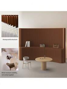 Room Divider,Bedroom,Multi Functional Folding Room Partition Screen With Shelving ,Made Of Kraft Paper, Perfect For Living Rooms, Offices, And Beauty SalonsMade Of Kraft Paper, Perfect For Living Rooms, And Beauty Salons - braun - Übersicht 7