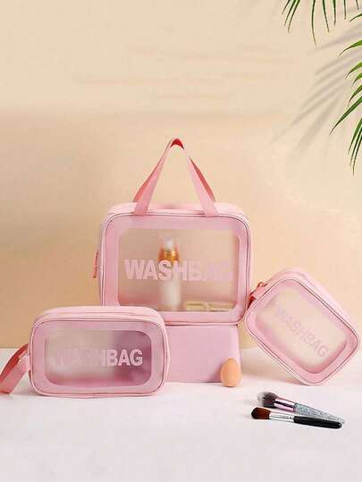 1-Piece Set Of Different Size Makeup Bags, Toiletry Bags, Ladies' Makeup Bags, Transparent Makeup Bags, Large Capacity For Airplanes, Children's Storage Bags, For Girls And Ladies, Simple Toiletry Bag
