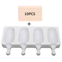 四格硅胶冰淇淋模具，DIY自制冰棒模具，冰格，母亲节礼物，送给妈妈的礼物，烘焙用品 - 彩色 - 查看 9