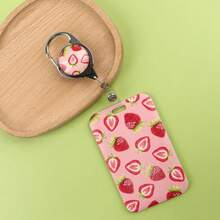 ID Badge Holder Retractable Clip Work Badge Reel Clip For ID Badges Keycard For Nurse Teacher Student Office Womens Id Card Key Holder Retractable Keychain, Strawberry - Quả dâu - Xem 5